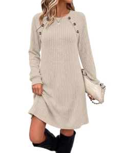 OFEEFAN Sweater Dress Women Fall Clothes Winter Outfits Long Sleeve Dresses Apri