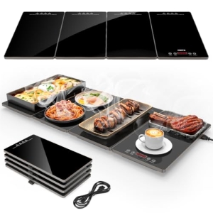 FEPPO Electric Warming Tray, 4-in-1 Food Warmers for Parties Buffet with 10 Temp