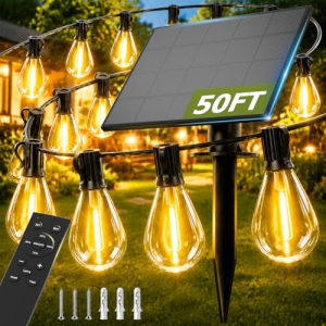 plosim 50FT Solar String Lights Outdoor