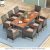 Costway 9PCS Patio Rattan Dining Set Acacia Wood Table Cushioned Chair Mix Gray