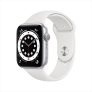 Apple Watch Series 6 GPS, 44mm Silver Aluminum Case with White Sport Band – Regular $245